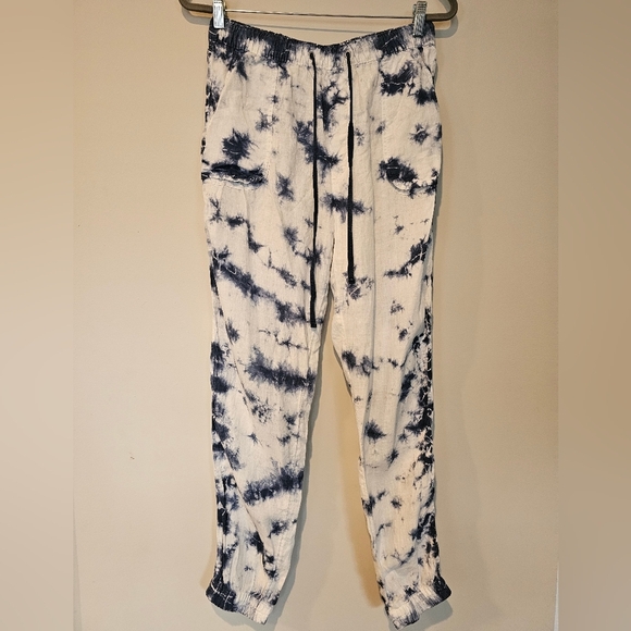 Rachel Zoe Women Size Large 100% Linen Pull On Tie Dye Lightweight Jogger Pants - Picture 1 of 8
